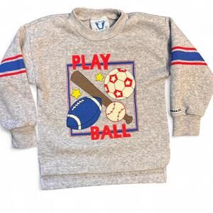 80s grey and red sweatshirt with 'Play Ball' design (4 toddler)